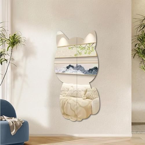 Scratch Resistant Shatterproof Acrylic Mirror Set for Wall Decor, Full Length,No-Punch, Frameless Mirror Stickers for Bathroom, Entrance, Living Room, Bedroom, and Kid's Room, Easy to Install