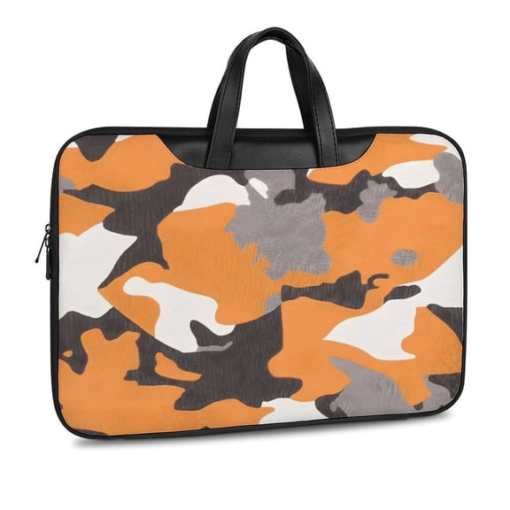 Scratch-Resistant Waterproof Leather Laptop Bag Wear-Resisting Material Dust-Proof Anti-Static Portable Design And Convenient To Carry Texture Camo Army Orange_1 12×16.5in