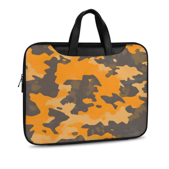 Scratch-Resistant Waterproof Leather Laptop Bag Wear-Resisting Material Dust-Proof Anti-Static Portable Design And Convenient To Carry Texture Camo Army Orange_2 11×14.6in