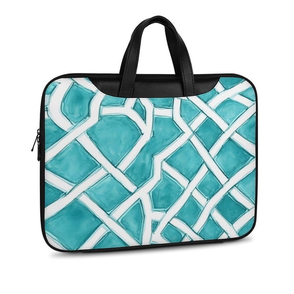Scratch-Resistant Waterproof Leather Laptop Bag Wear-Resisting Material Dust-Proof Anti-Static Portable Design And Convenient To Carry Turquoise Moroccan Trellis Hand-drawn Sketch_62922_4 11×14.6in
