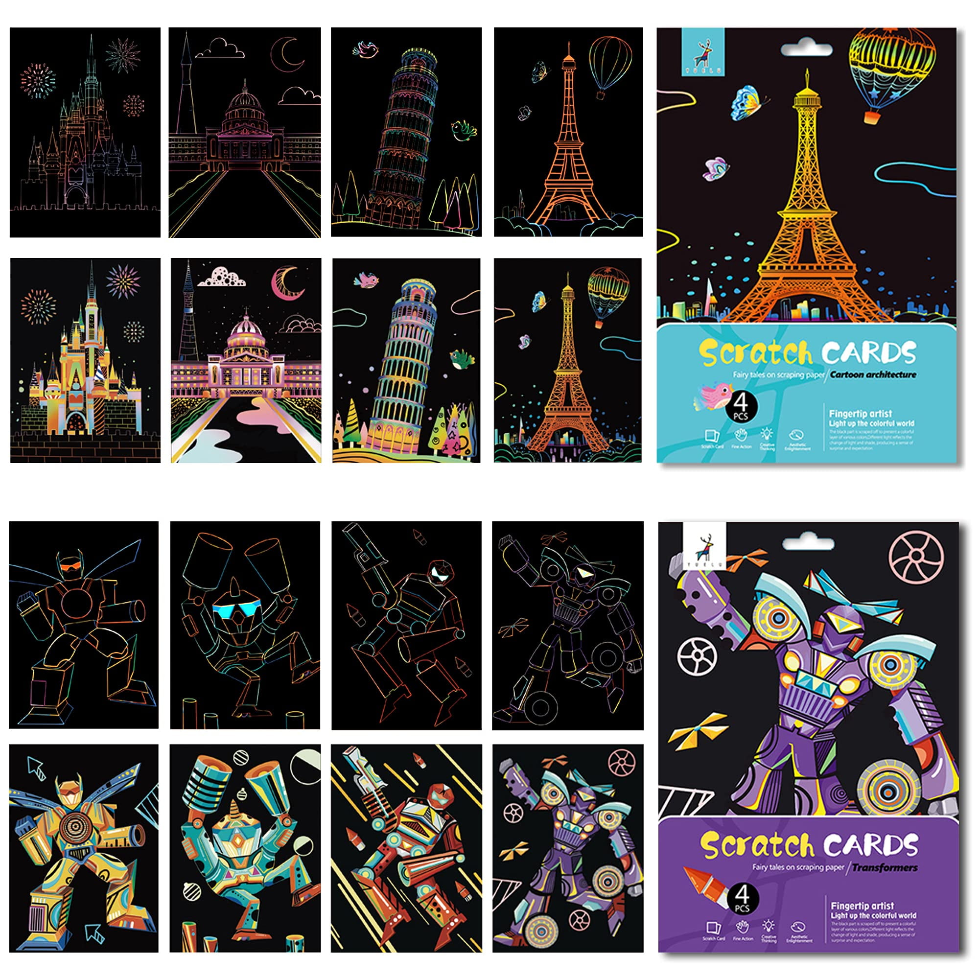 Scratch Art Paper Set - Rainbow Malen Mit 4 Werkzeugen Für Erwachsene & Kinder