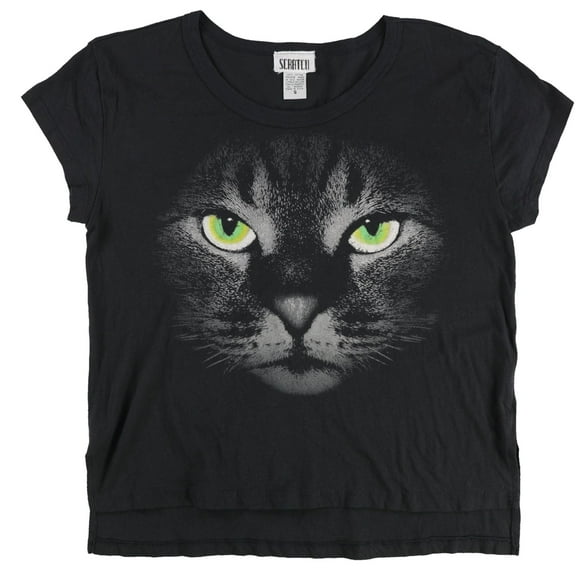 Scratch Womens Cat Graphic T-Shirt, Black, Small