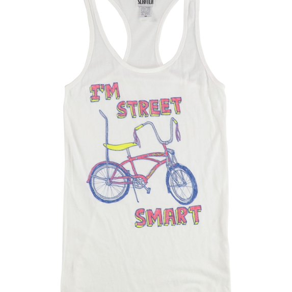 Scratch Womens I'm Street Smart Racerback Tank Top, White, Medium