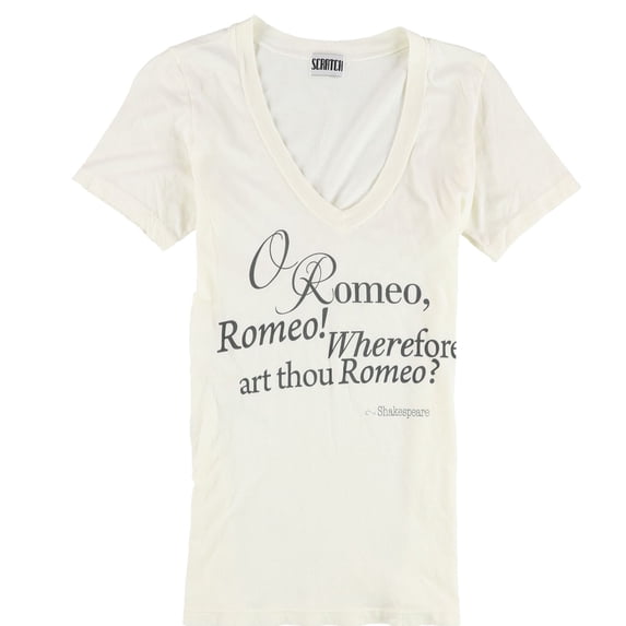 Scratch Womens O Romeo, Romeo! Graphic T-Shirt, Off-White, Medium