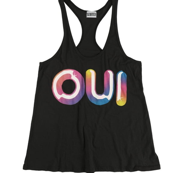 Scratch Womens OUI Racerback Tank Top, Black, Small