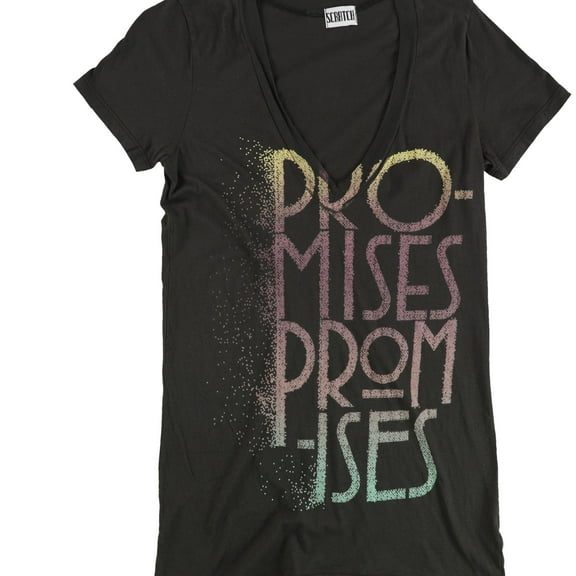 Scratch Womens Promises Promises Graphic T-Shirt, Black, Medium