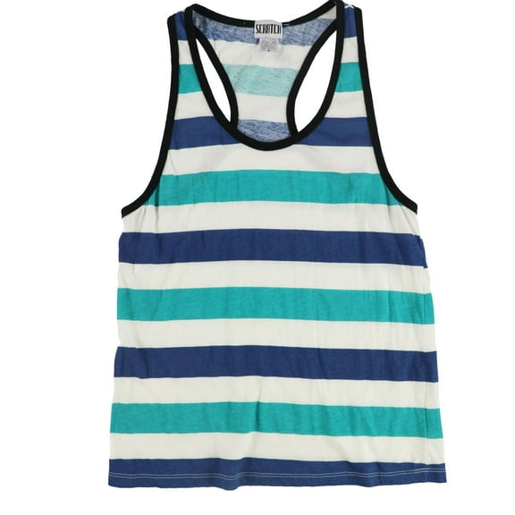 Scratch Womens Striped Racerback Tank Top, Green, Small