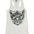 thumbnail image 1 of Scratch Womens Tiger Sunglasses Racerback Tank Top, Off-White, Medium, 1 of 2