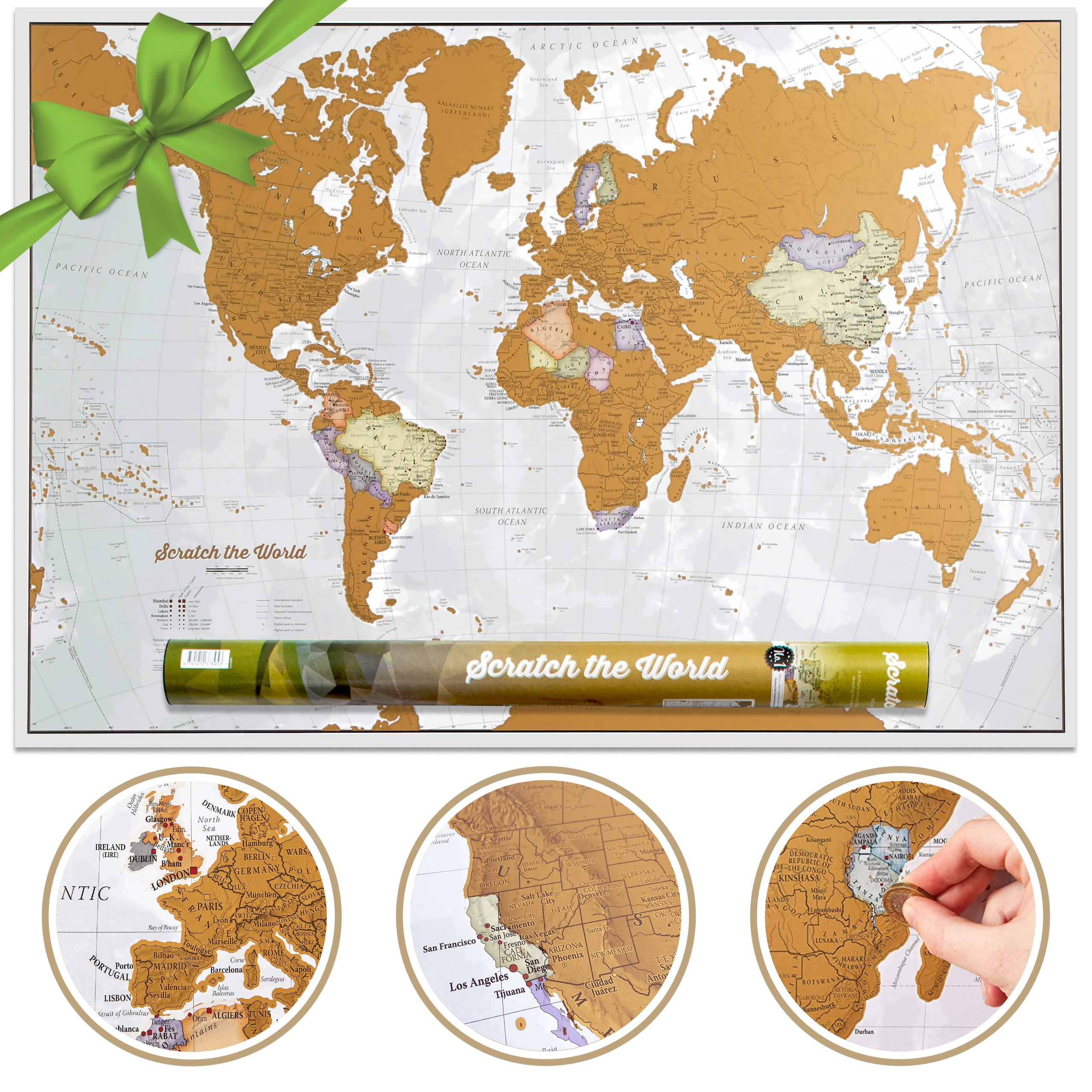Scratch The World ® Travel Map - Scratch Off World Map Poster - X-Large 23  x 33 - Maps International - 50 Years of Map Making - Cartographic Detail
