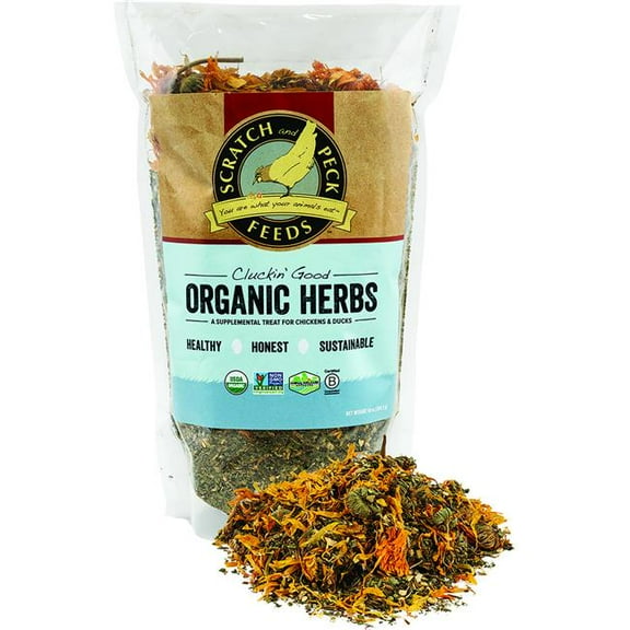 Scratch and Peck Feeds Cluckin' Good Organic Herbs Supplement for Chickens, Poultry, Ducks - 10 oz