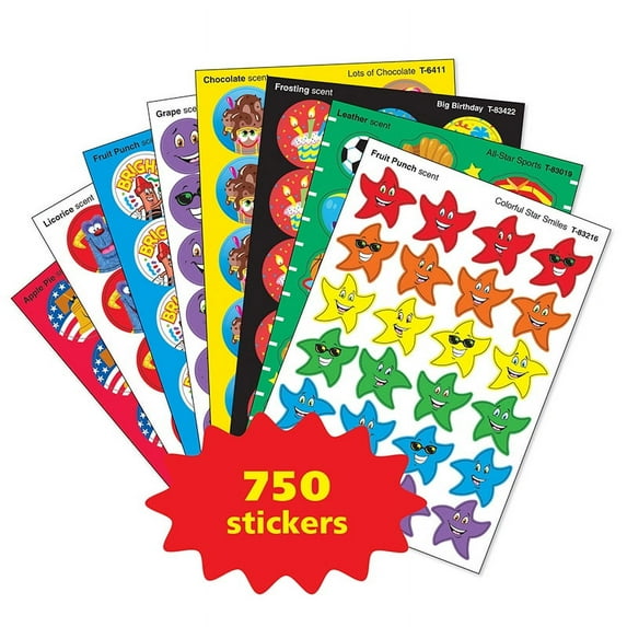 Scratch 'n Sniff Stinky Stickers Assortment Pack, 750 Stickers | Bundle of 10 Each