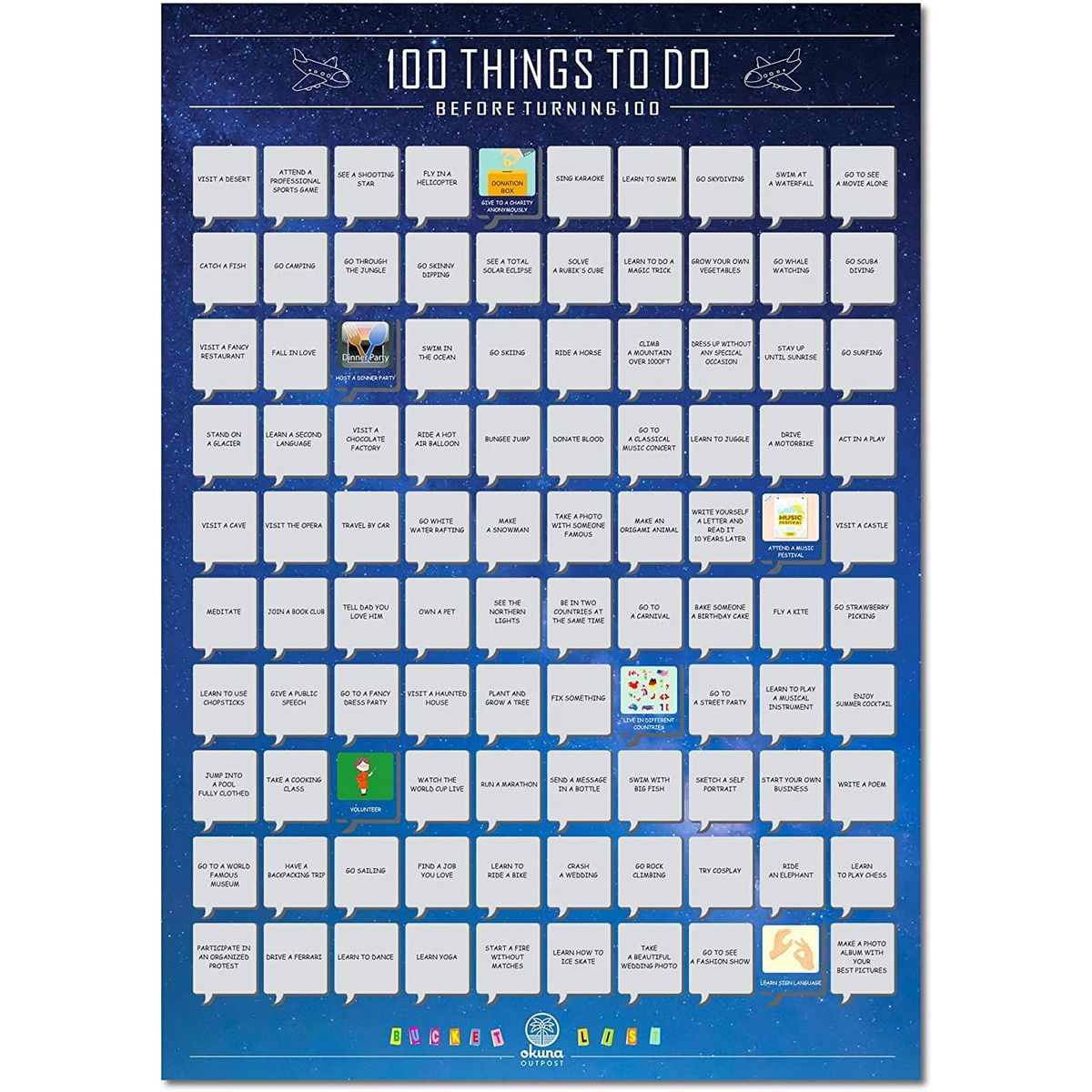 Top 100 Things to Do Scratch off Poster - Best Things Must Do
