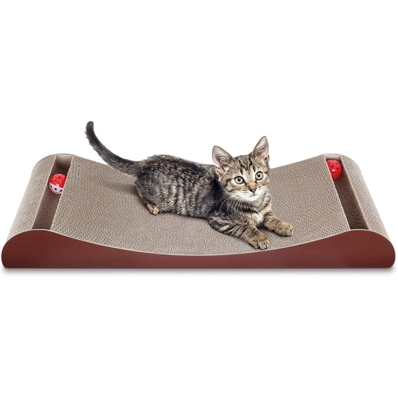 ScratchMe Cat Scratcher Cardboard Lounge Bed with Bell Ball Toy