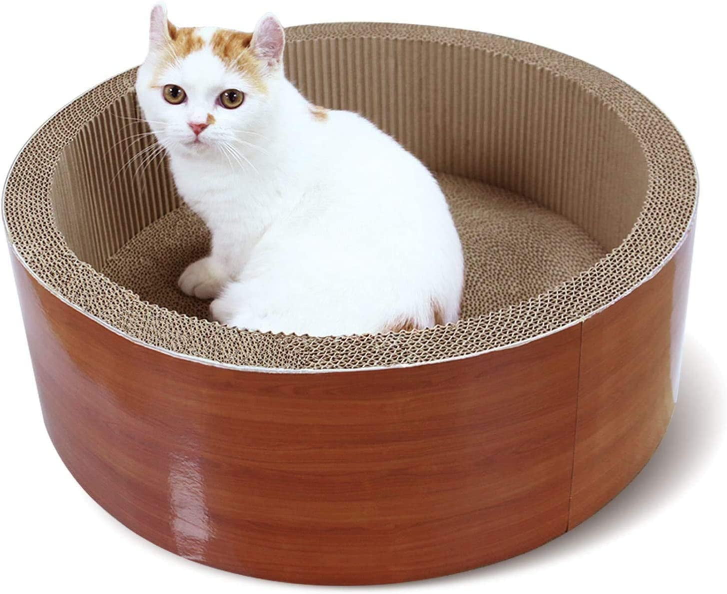 Round Brown Corrugated Cardboard Cat Scratcher Lounge Bed