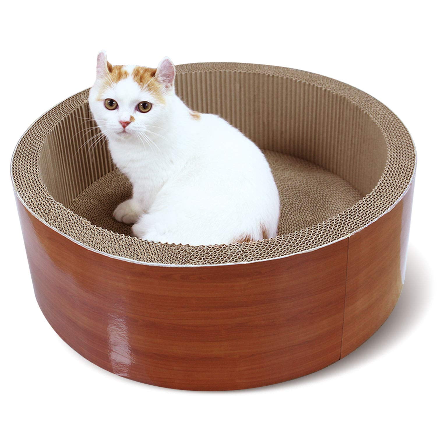 Round Brown Corrugated Cardboard Cat Scratcher Lounge Bed