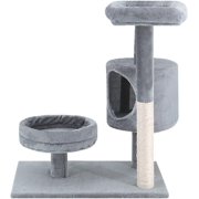 ScratchMe Tree Condo with Scratching Post and Hammock, Cat Tower Pet Play House with Toy