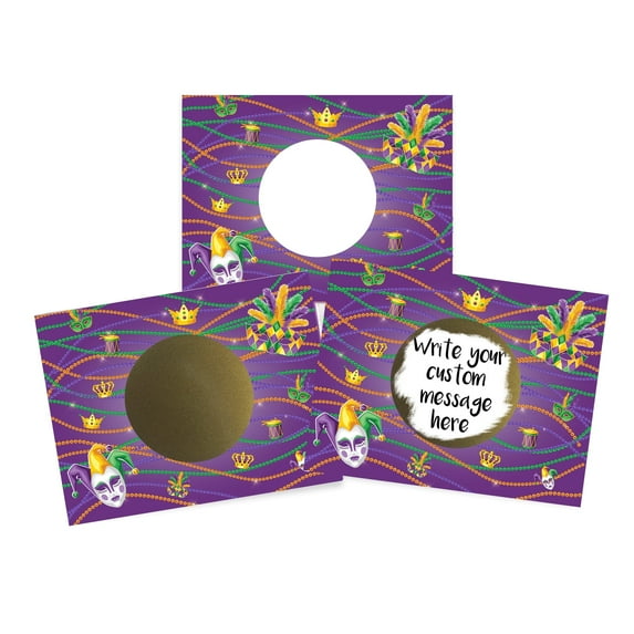 My Scratch Offs Mardi Gras Fat Tuesday DIY Scratch-off Note Cards & Stickers, Purple, 20 Pack