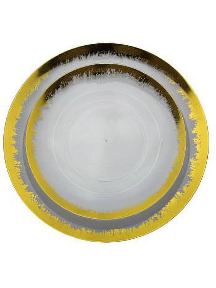 Scratched Clear & Gold 10" Dinner Plastic Party Plates 10ct.
