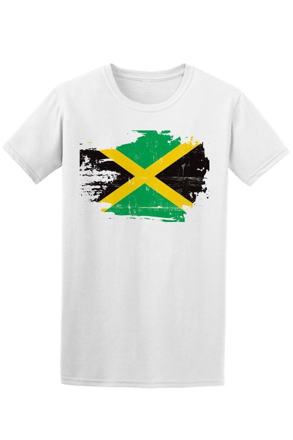 Scratched Jamaican Flag T-Shirt Men -Image by Shutterstock, Male Medium