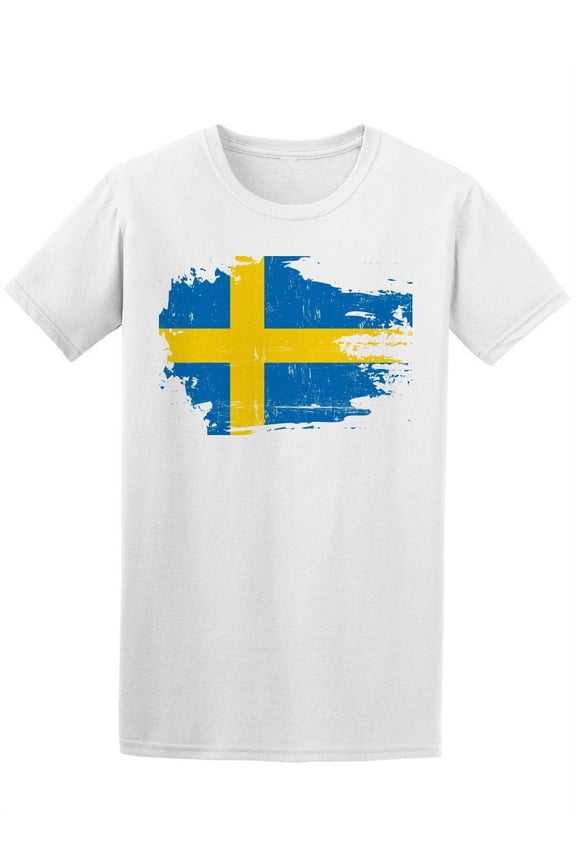 Scratched Sweden Flag T-Shirt Men -Image by Shutterstock, Male Medium