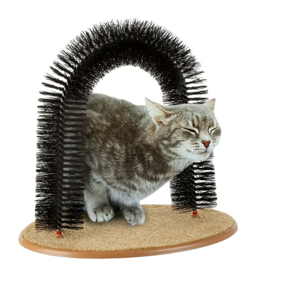 Scratcher Arch Scratching Post Board with Brush Interactive Boredom Scratching Arch Toy Kitten Grooming Tool