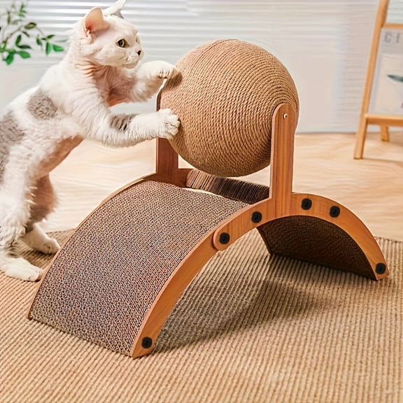 Scratcher Featuring A Dangling Ball Toy, A Tall Scratch Column Designed For Sharpening, Small Arched Ferris Wheel Screw More Stable, 1 Piece Pet Toy For Cats