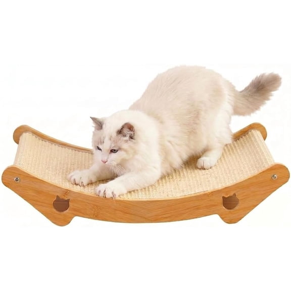 Scratcher & Lounge, 3-in-1 Sisal Bed & Hammock for Indoor Cats, Frame, Curved Lounge, Large 23.6x13.8in, Furniture, 20 lbs
