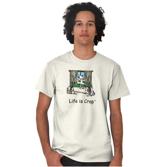 Scratching Cat On Curtains Pet Owner Graphic T Shirt Men or Women Brisco Brands