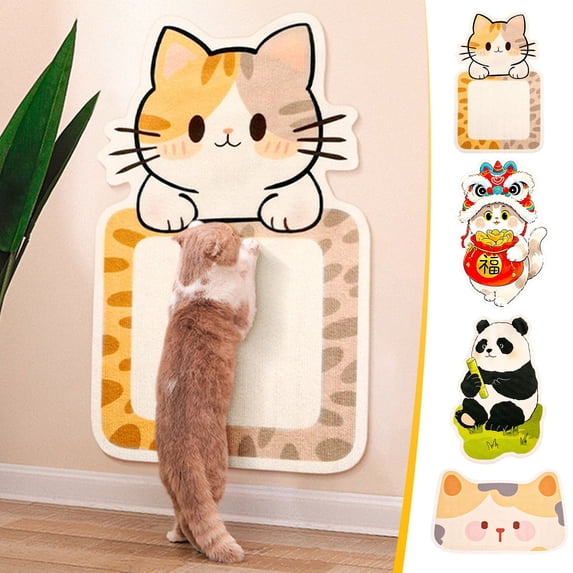 Scratching Mat Wall Mount - Self-adhesive Cat Scratcher, Furniture Protector, Space-saving Pet Accessory, Sisal and Cardboard Design, Topliu