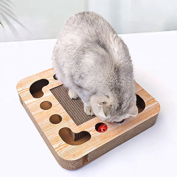 Scratching Pad Ball Track Cat Toy for Indoor Cats,Round Busy Box Scratcher with Bell Ball