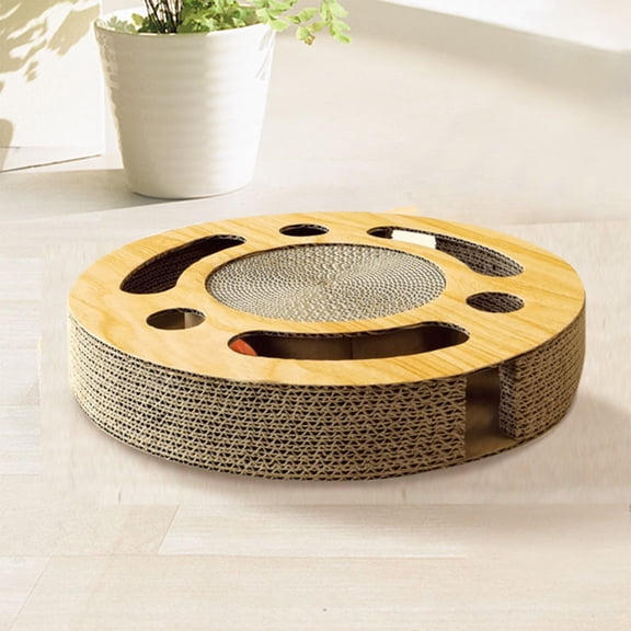 Scratching Pad Ball Track Cat Toy for Indoor Cats,Round Busy Box Scratcher with Bell Ball