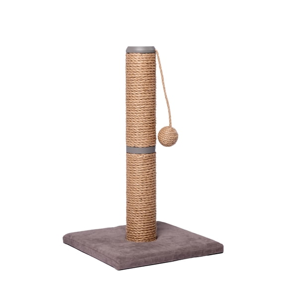 Sturdi Products Scratching Post 19.5", Natural Jute Fiber with Dangling ball
