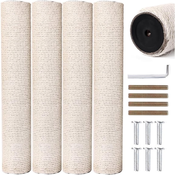 Scratching Post Replacement, Natural Sisal Rope Kitte Refill with ScreHemp Scratch Pole Parts for Indoor Cats Tower ishment Accessories