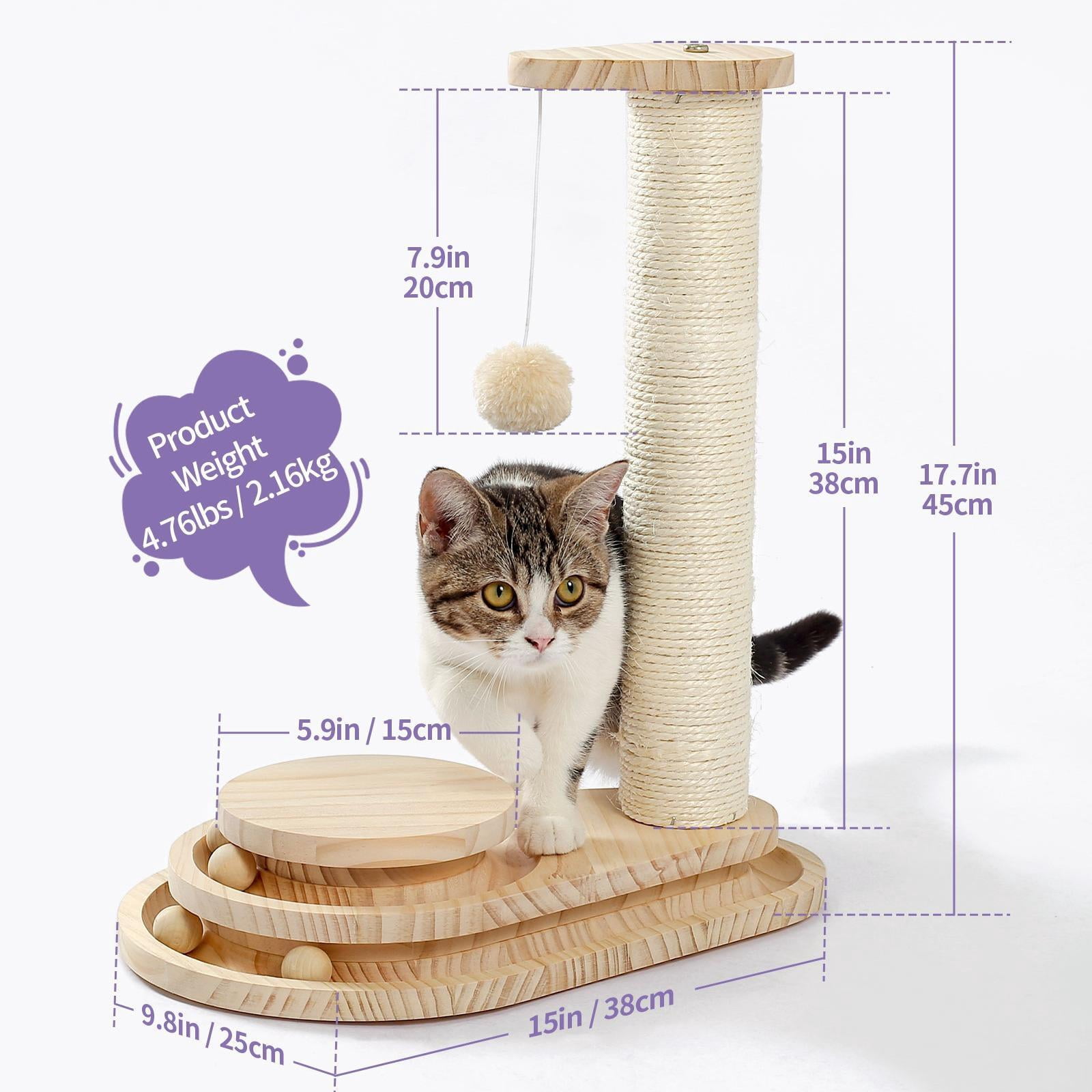 Scratching Post Self Groomer Indoor Cats Cloud Soft Perch Rest 17.5" Tall Natural Sisal Scratcher Cat Grooming Interactive Ball Track Toys for Small Cats Kittens