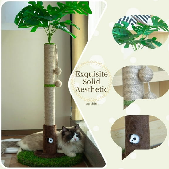 Scratching Post for Indoor Cats and Kitten - 35.43" Tall with Sisal Rope, Palm Tree Design with Hanging Ball