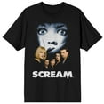 thumbnail image 1 of Scream 1-3 Distressed Movie Poster Crew Neck Short Sleeve Women's Black T-shirt-4XL, 1 of 3