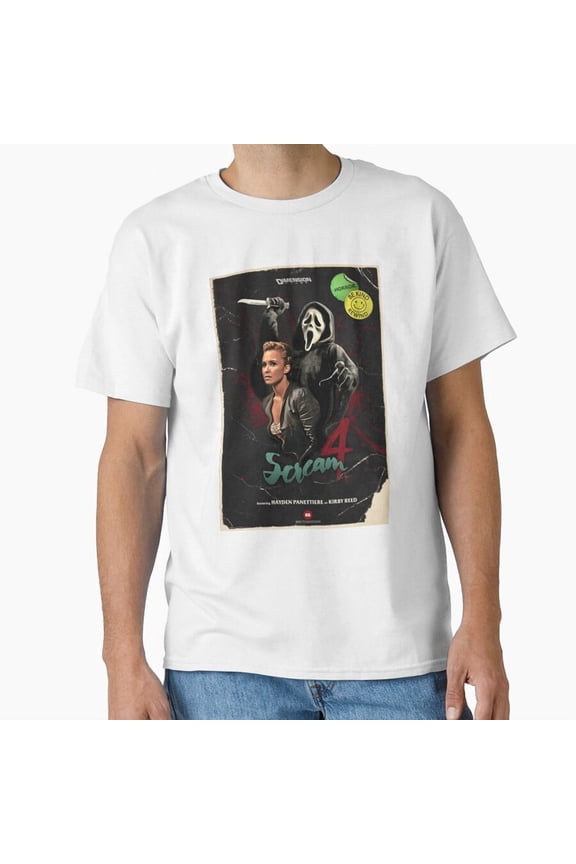 Scream 4 Style Retro Slasher Horror Ghost Face Movie Cover T-Shirt
