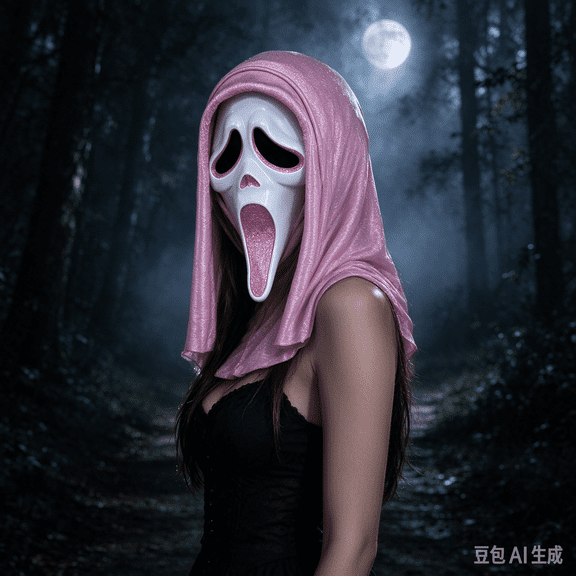 Scream 7 Ghost Face Mask, Pink, Halloween Costume Accessory for Adults