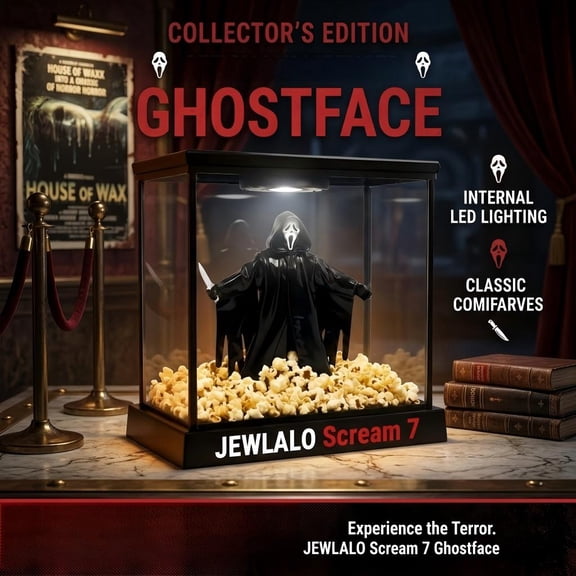 Scream 7 Ghost Face Popcorn Bucket - with Led Light Horror Mask Snack Container, Spooky Movie Night Centerpiece, Perfect Collectible Halloween Home Decor