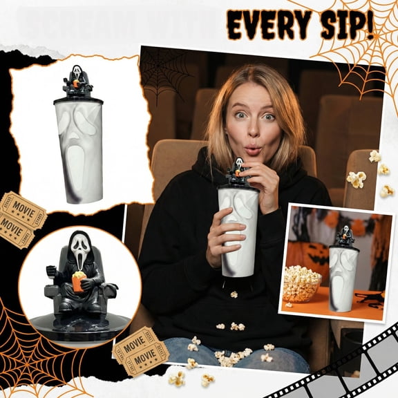 Scream 7 Ghost Face Reusable Coffee Mug Travel Cup for Movie Nights Decorations and Gifts