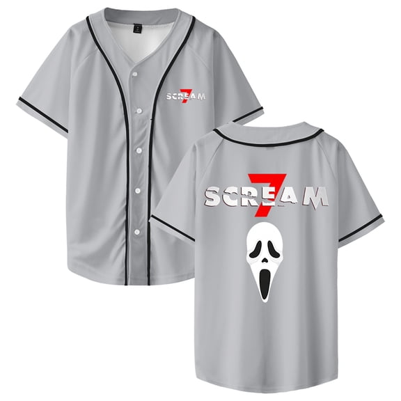 Scream 7 Ghostface Baseball Jersey Short Sleeve Button-up Shirts Women Men Streetwear Tops