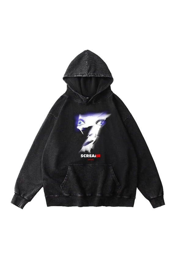 Scream 7 Ghostface Merch 2026 New Movie Hoodie Vintage Washed Dirtyfit Fashion Winter Sweatshirts Top