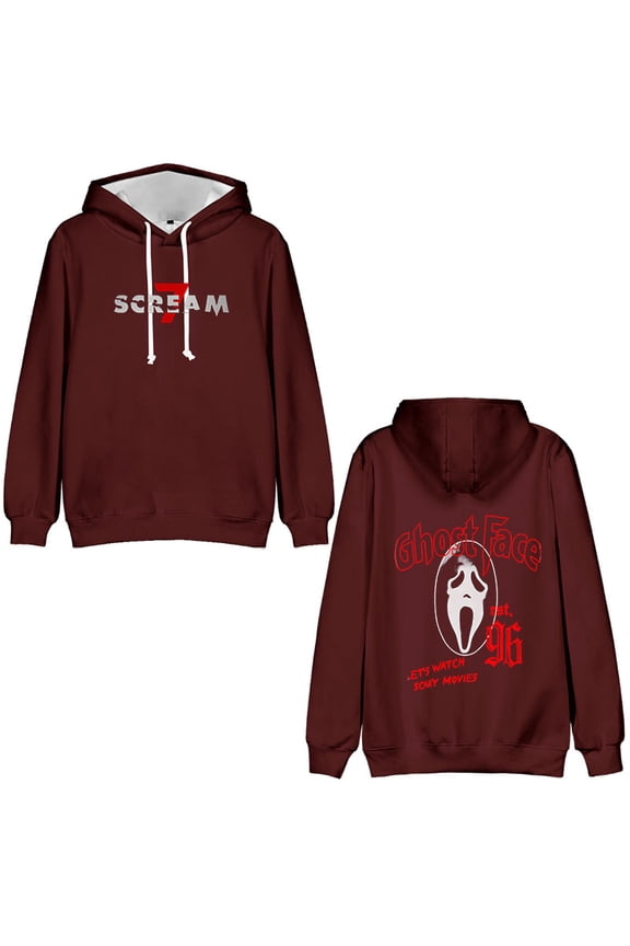 Scream 7 Merch Ghostface 96 Bagless Hoodie Halloween Sweatshirt Streetwear Unisex Winter Fashion Fan Pullovers Top