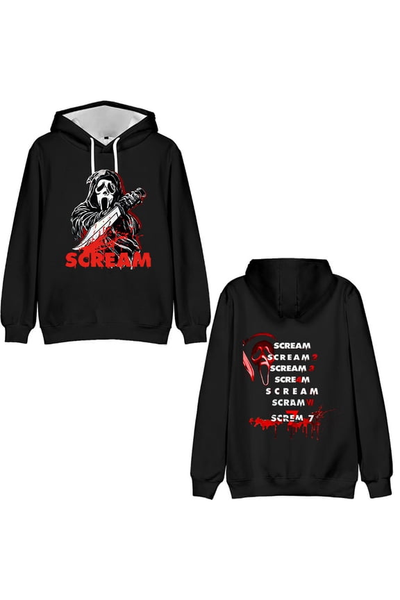 Scream 7 Merch Ghostface New Movie Bagless Hoodie Halloween Sweatshirt Streetwear Unisex Winter&Spring Casual Fashion Y2K Pullovers Top