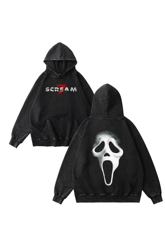 Scream 7 Merch Ghostface Series New Movie Hoodie Vintage Washed Dirtyfit Fashion Winter Sweatshirts Top