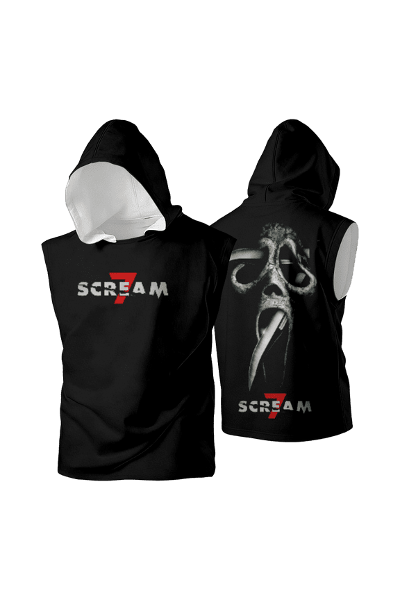 Scream 7 Merch Ghostface Sleeveless Hoodie T-Shirt Horror Movie Fan Graphic Tank Summer Streetwear Top