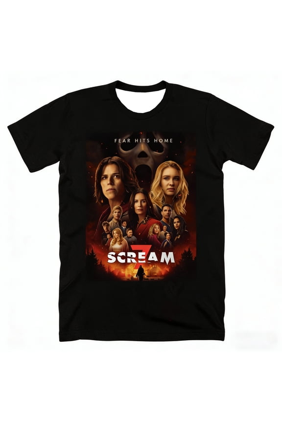 Scream 7 Movie 2026 Black T-shirt Crewneck Short Sleeve Tee Women Men Streetwear Tops