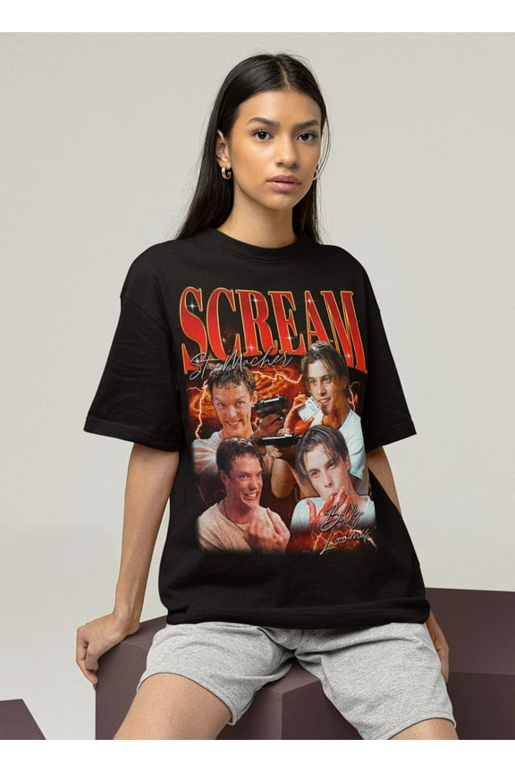 Scream Billy & Stu Shirt, Billy Loomis T-shirt, Scream Movie Tee ,Black Color,Size L