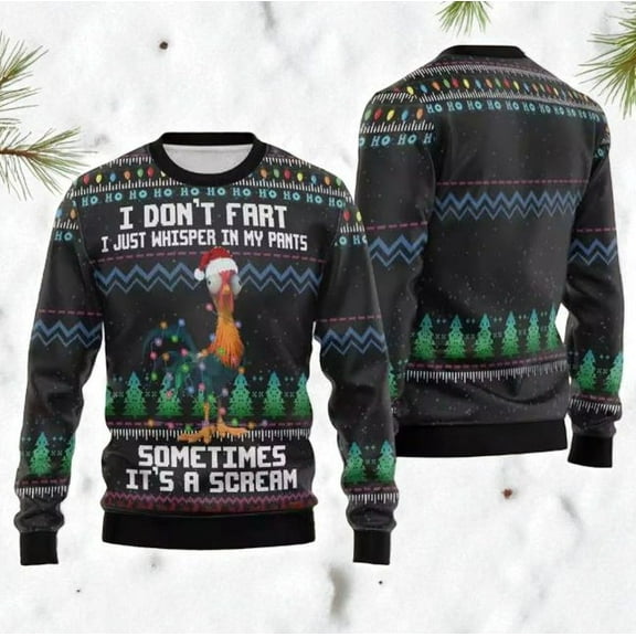 Scream Chicken 3D Christmas Sweater, Xmas Sweatshirt, Funny Holiday Sweater, Hilarious Winter Gift Idea