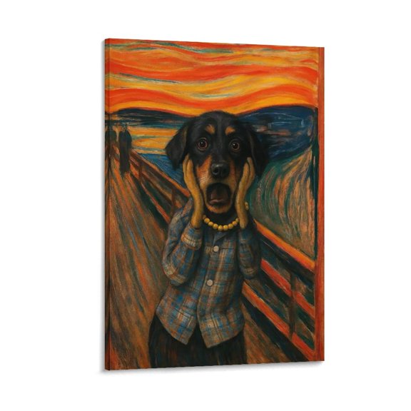 Scream Dog Vintage Animals Wall Art Wall Art Picture Painting Poster Canvas Print Posters Artworks Bedroom Living Room Decor 08x12inch(20x30cm)
